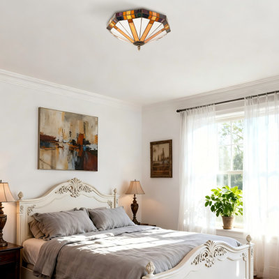 Plafonnier encastré 3 lumières style vitrail Tiffany