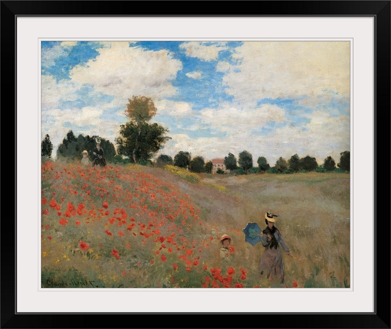 Champ de coquelicots, 1873, musée d'Orsay, Paris, France par Claude Monet - reproduction, H 11 po x l 14 po x P 1,5 po, Toile