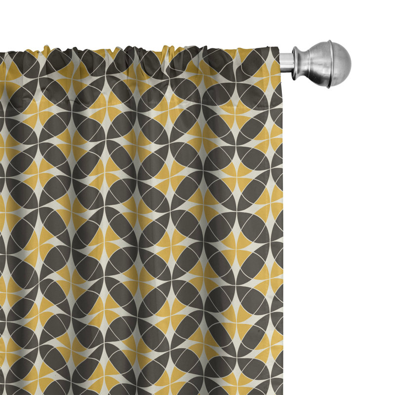 Circle Geometric Semi-Sheer Rod Pocket Curtain Panels, 28" x 63"