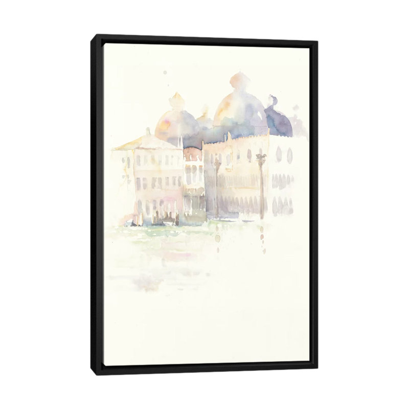 « venice evening », reproduction d’art sur toile tendue, Toile avec cadre noir, Pas de tapis, H 26 po x l 18 po x P 1,5 po