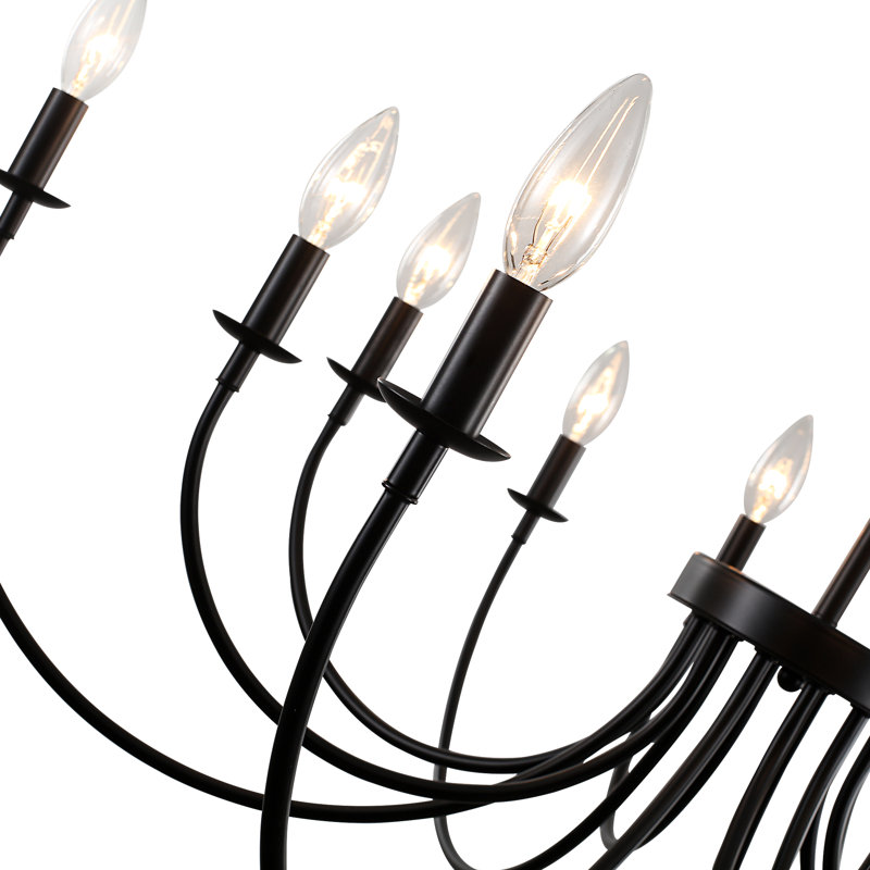 Lustre classique à 12 lumières à intensité variable noir