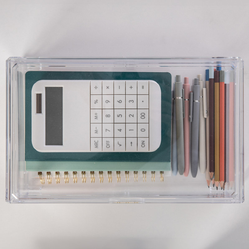 Clear Plastic Stackable Office Organizer with Drawer