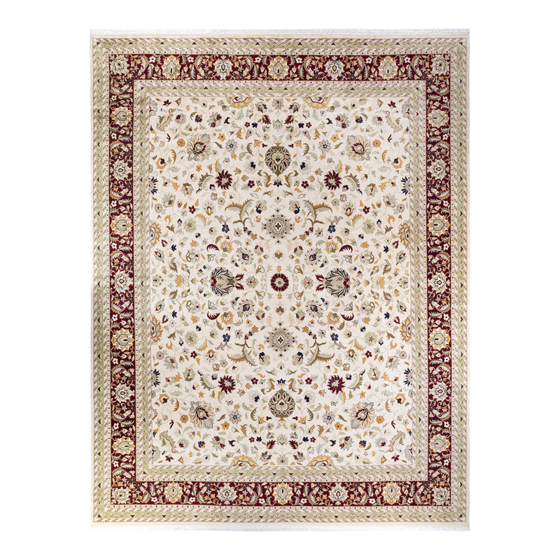 One-of-a-Kind Hayner Hand-Knotted 1990s 12' x 15'5" Wool Area Rug in Ivory/Red/Green/Blue