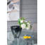 Vase en verre noir 9,3 x 4,7 x 9,3 po avec rebord doré