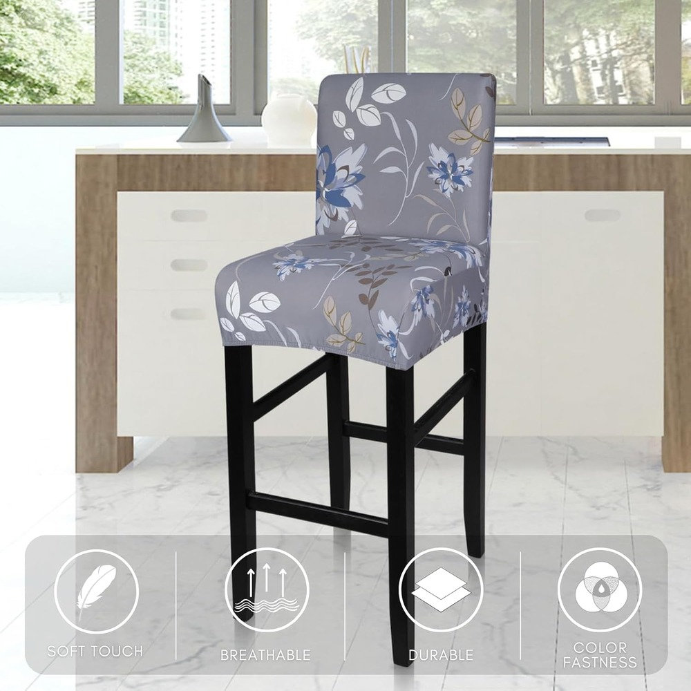 Housses De Tabouret De Bar Extensibles Avec Dossier - Lot De 2, Noir, Lavables - 9