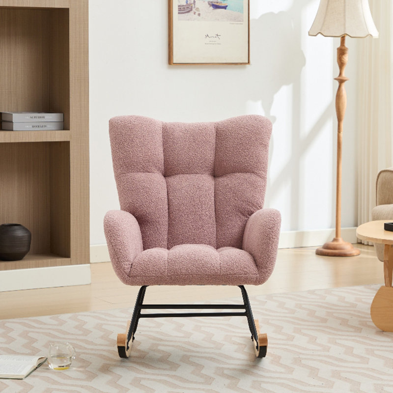 Chaise berçante rembourrée Modern, Rose