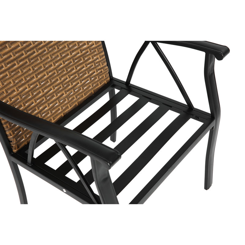 Ensemble de 7 chaises de patio, coussins confortables et table en acier, meuble d'extérieur brun / gris, table d'appoint, fauteuils confortables, brun / gris