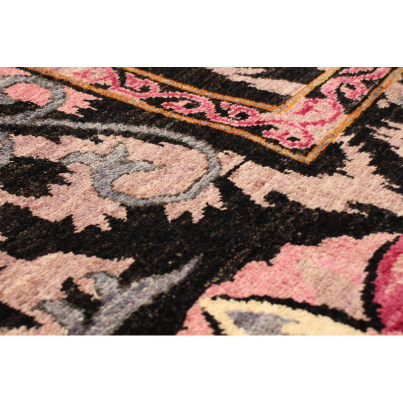 Tapis rose / noir / crème en laine noué à la main Lahore Finest Orientation