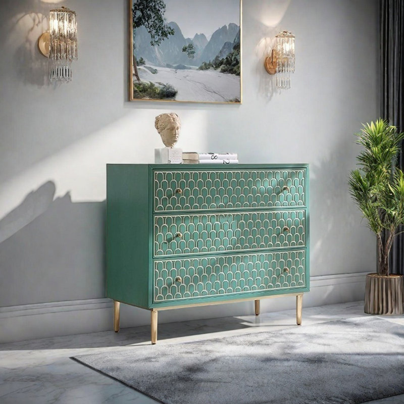 Armoire de rangement avec 3 tiroirs et pieds en métal