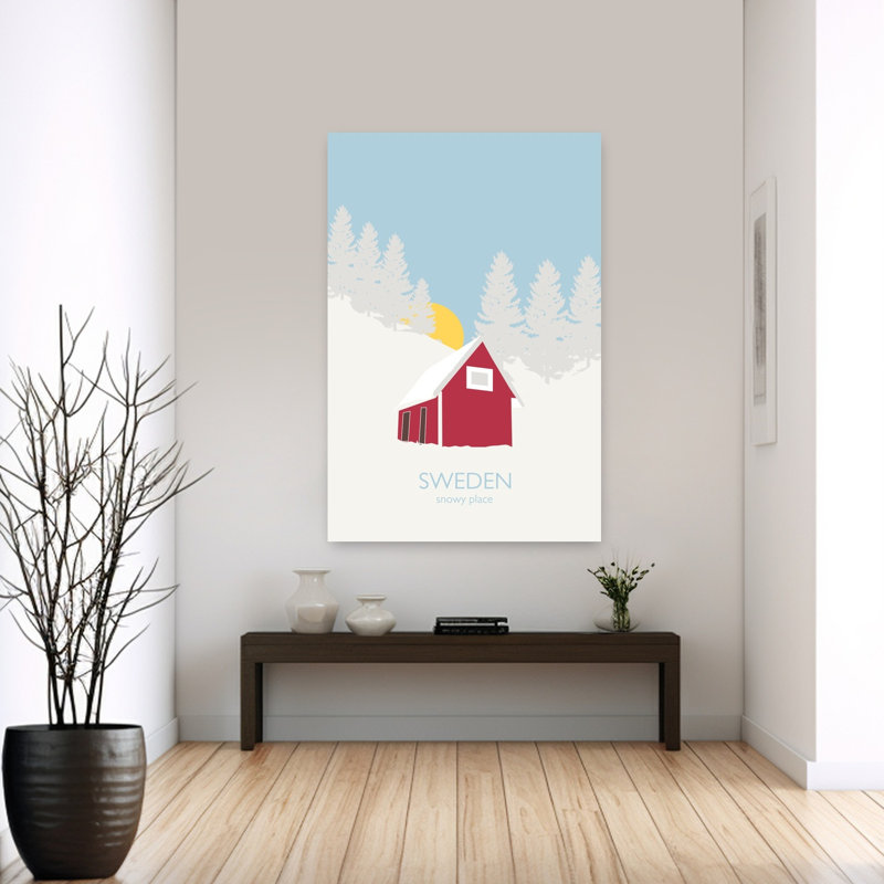 Sweden Abstract Contemporary Christmas Tree Nature Winter Wall Art Print 1 Piece Wrapped Canvas Wall Art