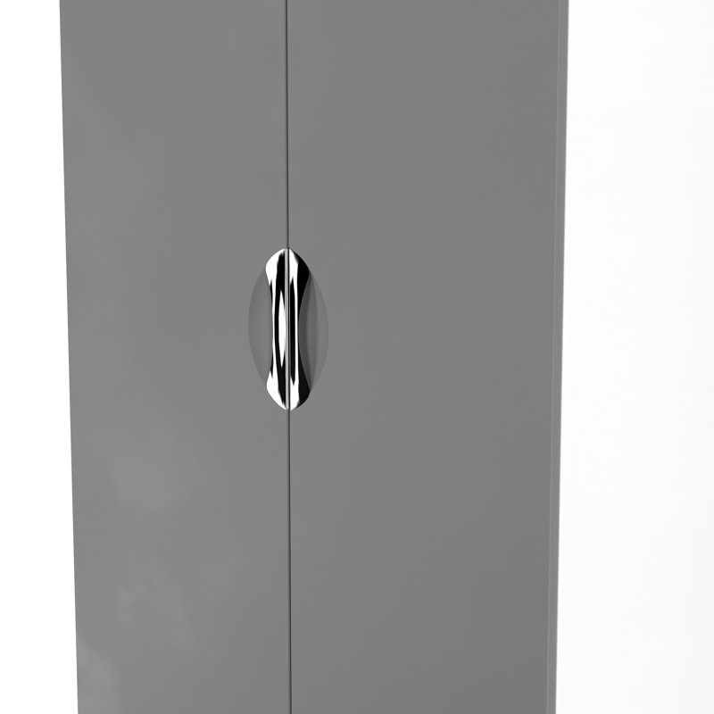 Bhodhini 2 Door Wardrobe, Grey/White, 196cm H x 74cm W x 53cm D