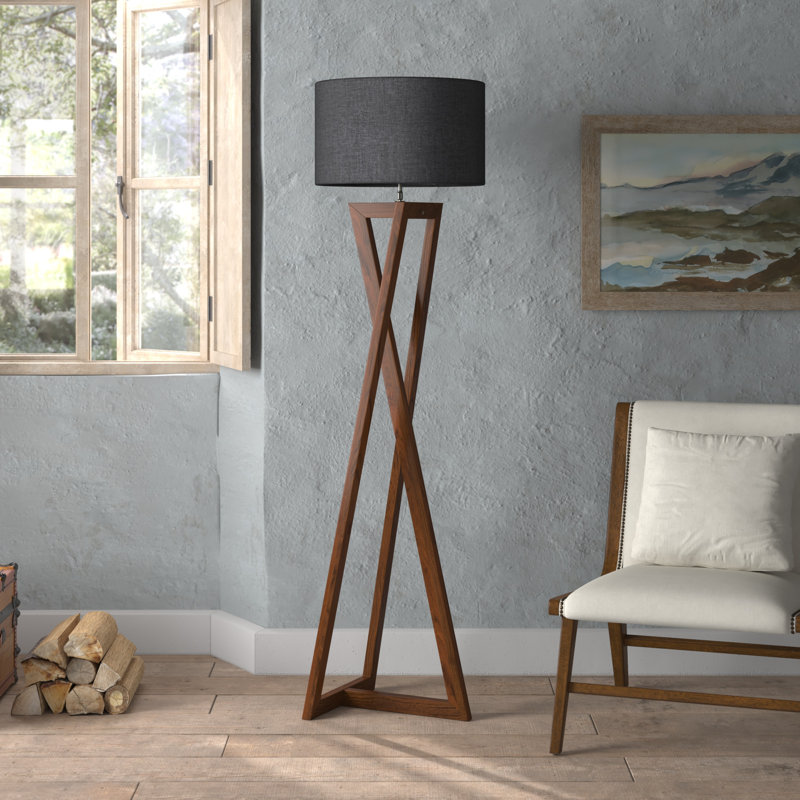 Piekos 166cm Brown Tripod Floor Lamp, Black