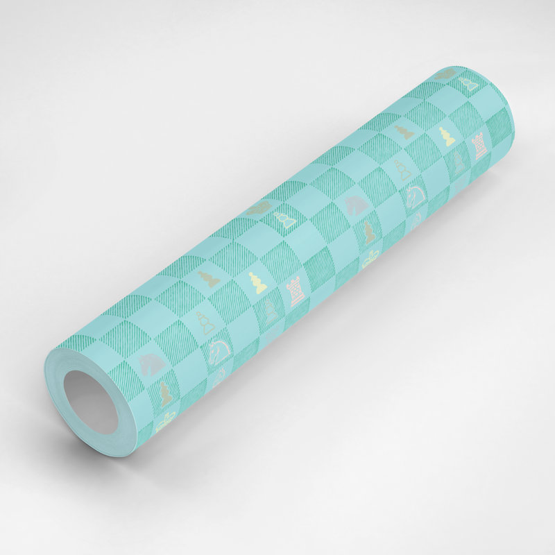 Panneau de papier peint adhésif L 10 pi x l 25 po Chess, Bleu sarcelle