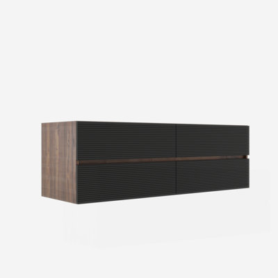 Ensemble de meuble-lavabo mural flottant 60 po avec quatre tiroirs noirs doux Grace