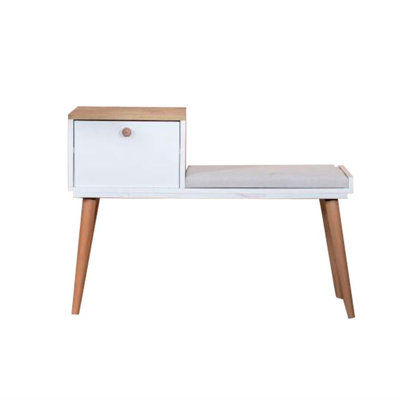 Hornbeam Wood Legs And Handles Bench With Soft-Close Door Cabinet