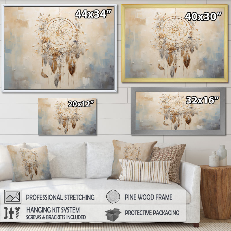 «Beige et gris fils de rêves», impression sur toile, H 34 po x l 44 po x P 1,5 po, Cadre flottant noir