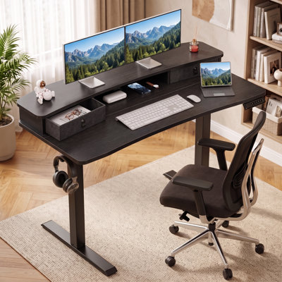 Bureau debout à base ajustable en métal avec tiroirs ajustables