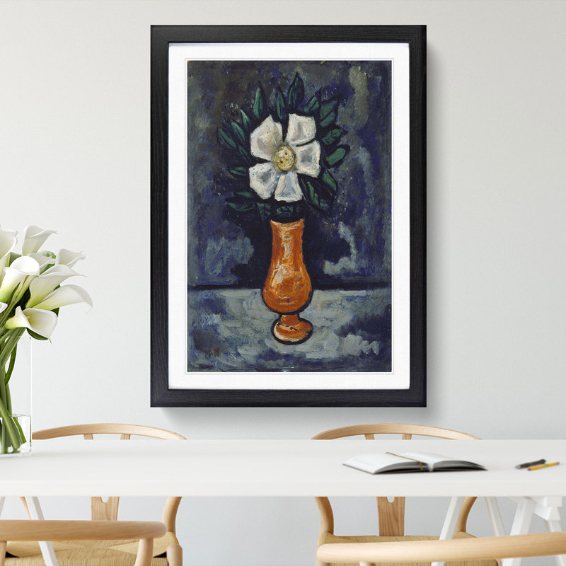 White Flower by Marsden Hartley - Picture Frame Painting, Black, 36cm H x 27cm W x 2cm D