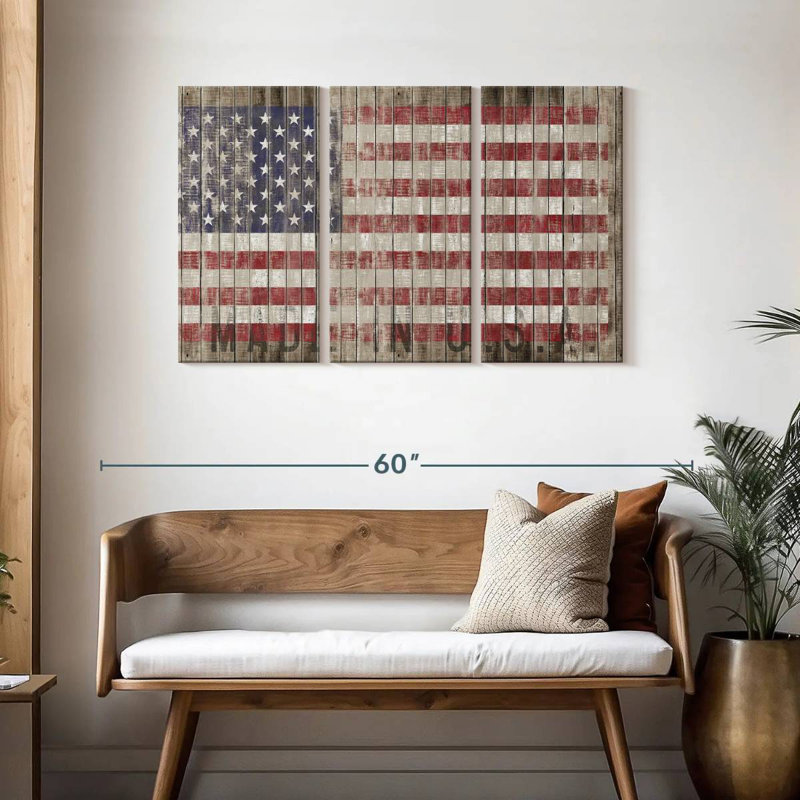 Borges American Flag Wooden Grunge, 28" H x 45" W