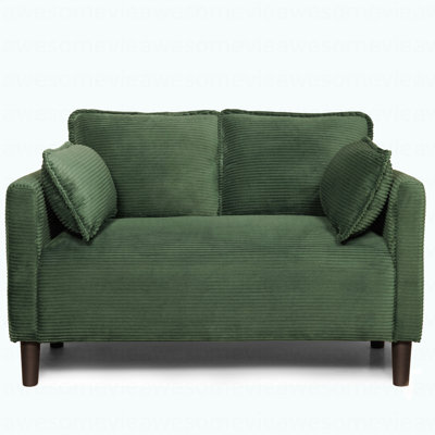 Causeuse de 48 po en velours côtelé avec coussins moelleux, pochette de rangement latérale, panneau composite robuste et structure en bois massif, éponge à rebond élevé, assemblage facile, idéal pour le salon, un appartement, un dortoir, un bureau.