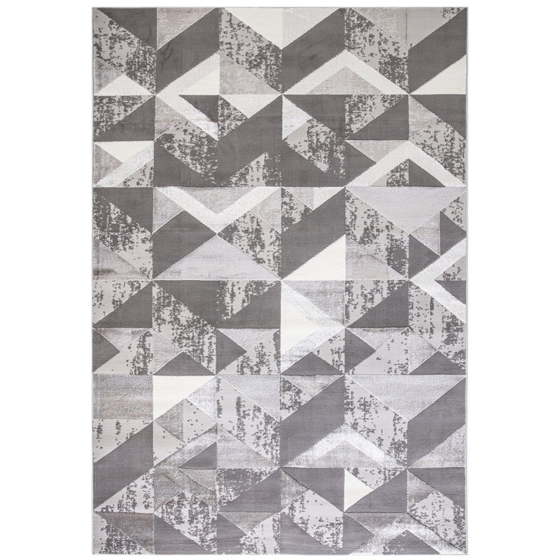Agirta Flag Geo Grey Silver Area Rug, Rectangle 200 x 290cm