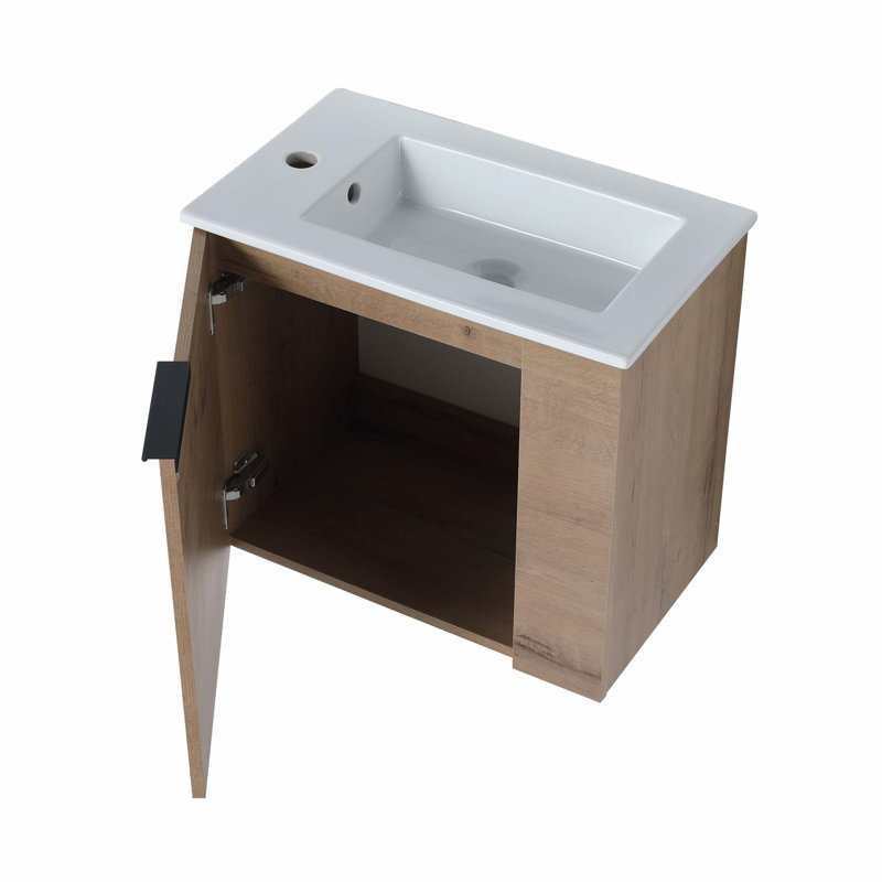 Meuble-lavabo flottant 22 po avec lavabo, Chêne