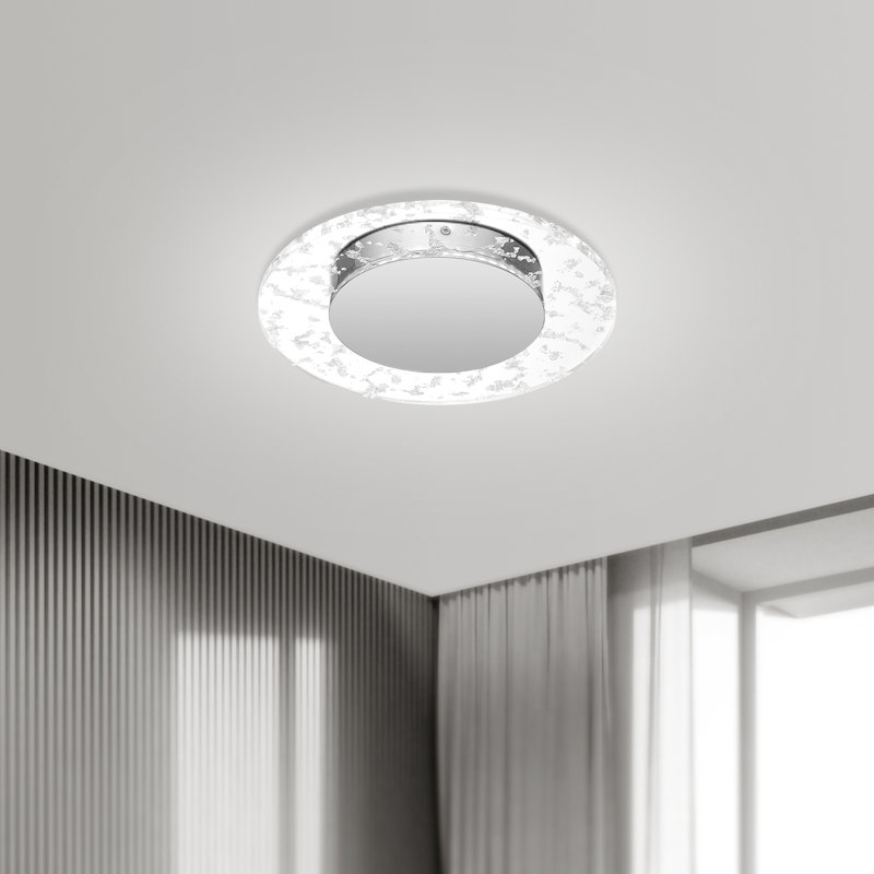 Huetter Acrylic LED Flush Mount, Silver Foil