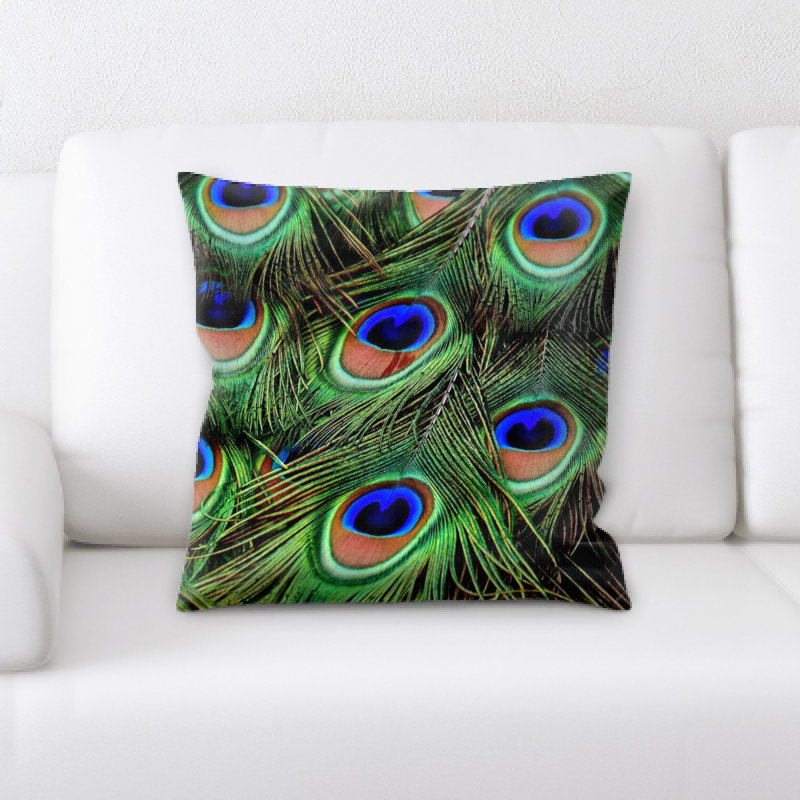 Coussin en plumes peacock