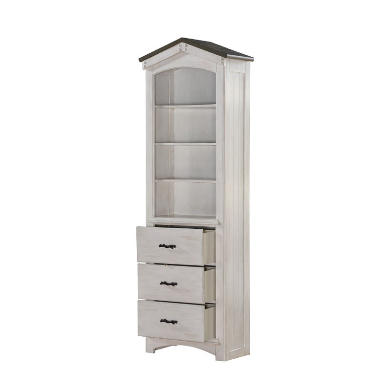 Bibliothèque 3 tiroirs avec armoire Sartain, Blanc