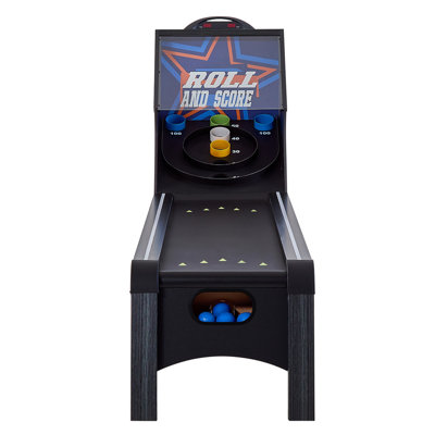 9' Roll and Score Classic Arcade Game Table,  with LED Electronic Scorer & Track Lighting, Sound, Automatic Ball Return, Adults Kids Home Recreation Game Room, 4 Balls Included