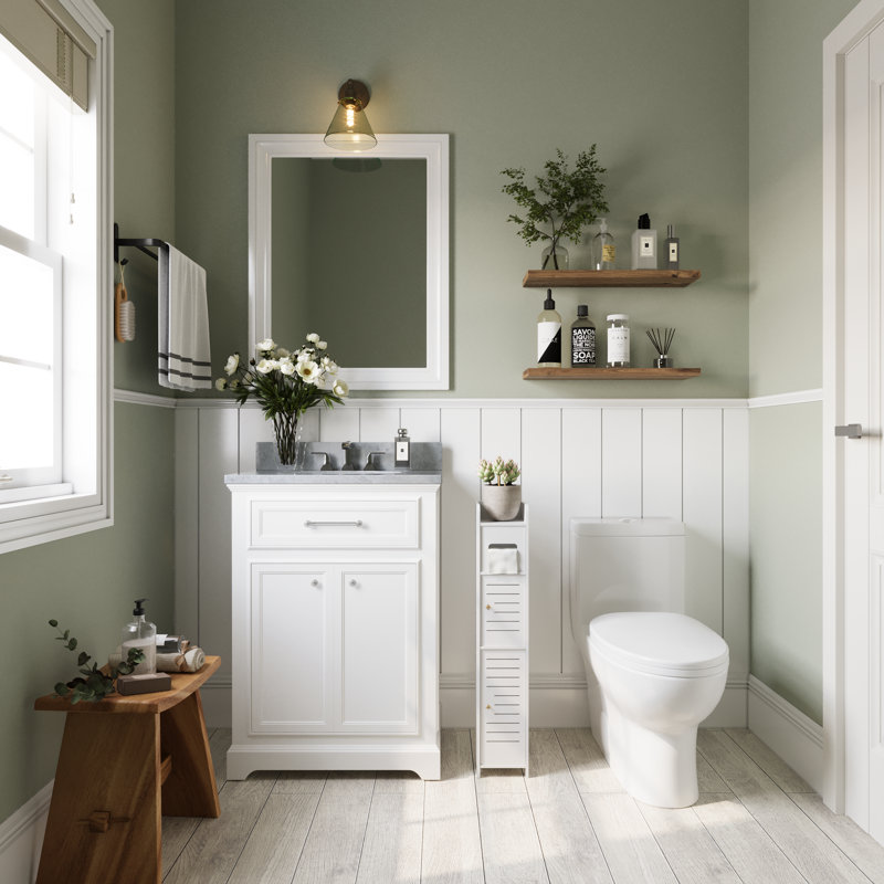 White PVC Bathroom Storage Cabinet with Toilet Paper Holder