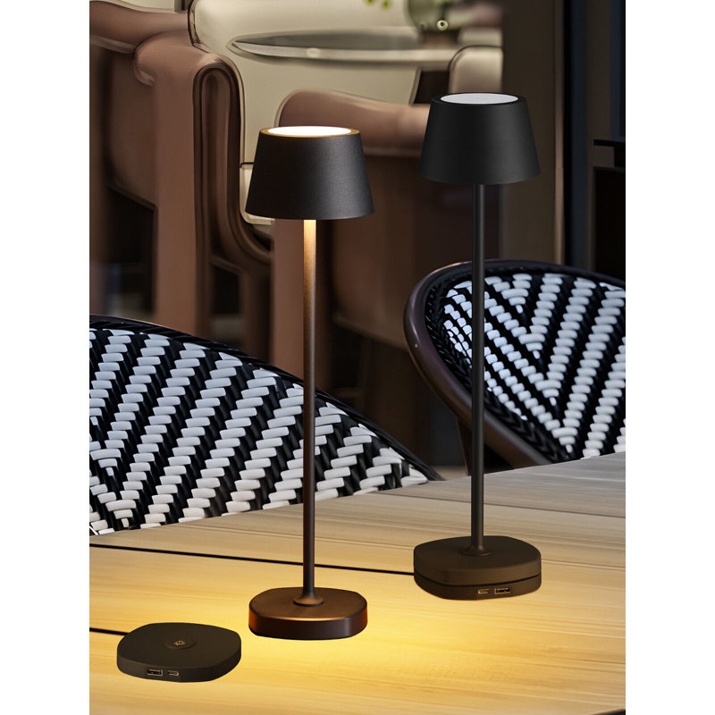 LED Rechargeable Table Lamps with Charging Dock, IP54, Touch Control, Dimmable, 2700K Soft White, Black