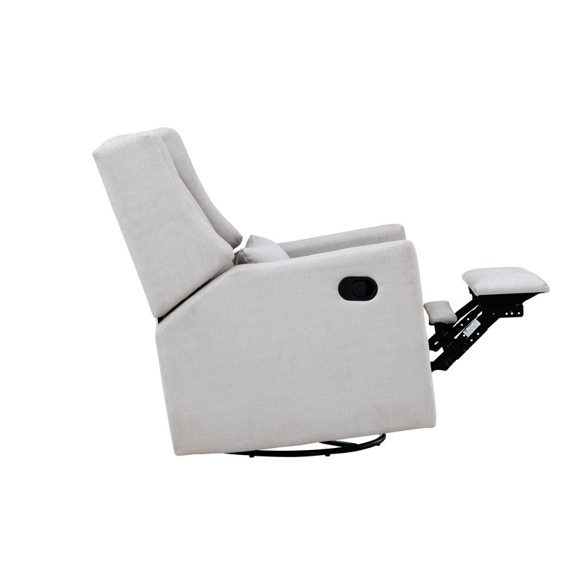 Blanco White Swivel Glider Recliner with Lumbar Pillow
