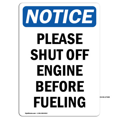 Please Shut off Engine Before Fueling Sign