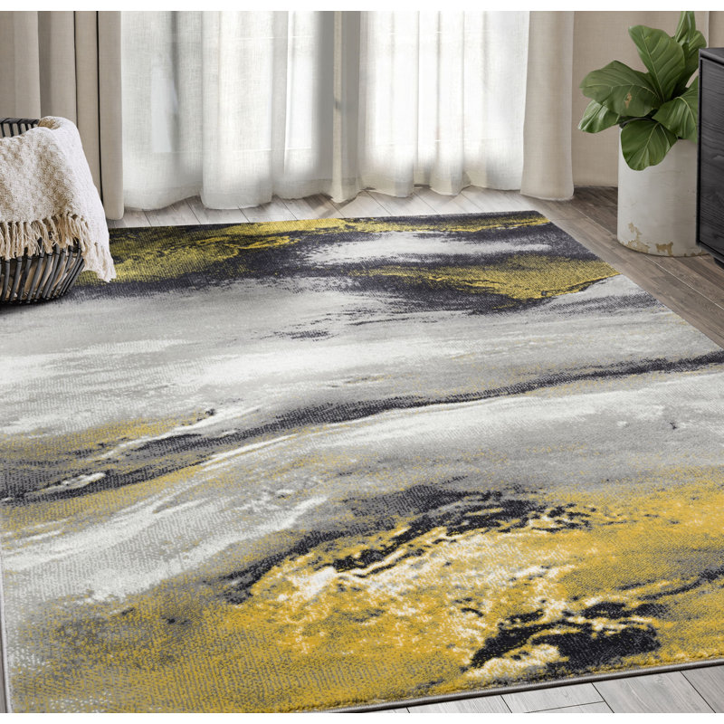 Tapis contemporain gris et rouge Vallie ART240B, Rectangle 2 pi x 5 pi