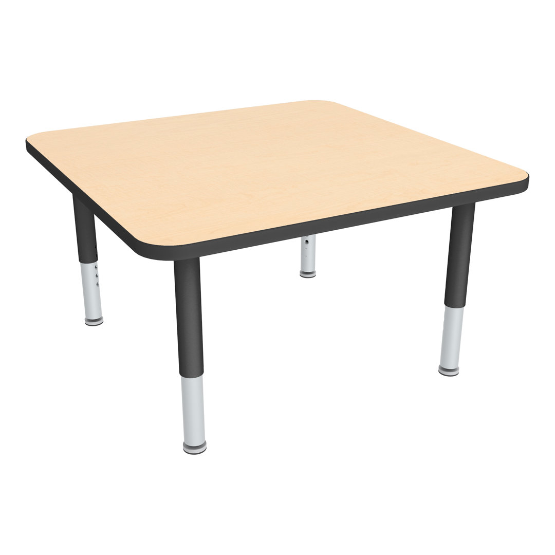 Adjustable Height Square Preschool Classroom Activity Table with Casters Sprogs 