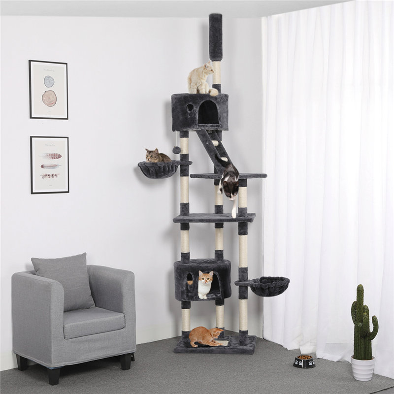 Large Adjustable Cat Tree, Dark Grey