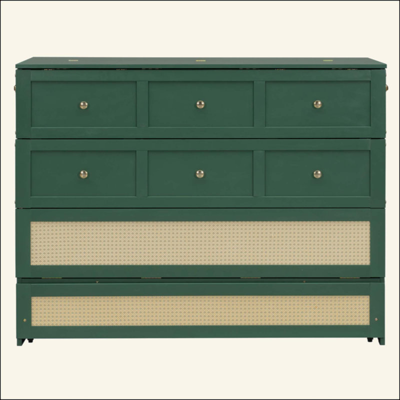 Lit escamotable avec grands tiroirs Murphy, Green, Full