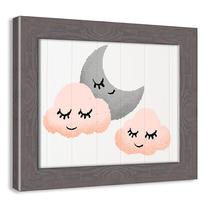 Décoration murale 1 enfant sleepy time, H 8 po x l 10 po x P 0,63 po, Encadrement fil du bois gris
