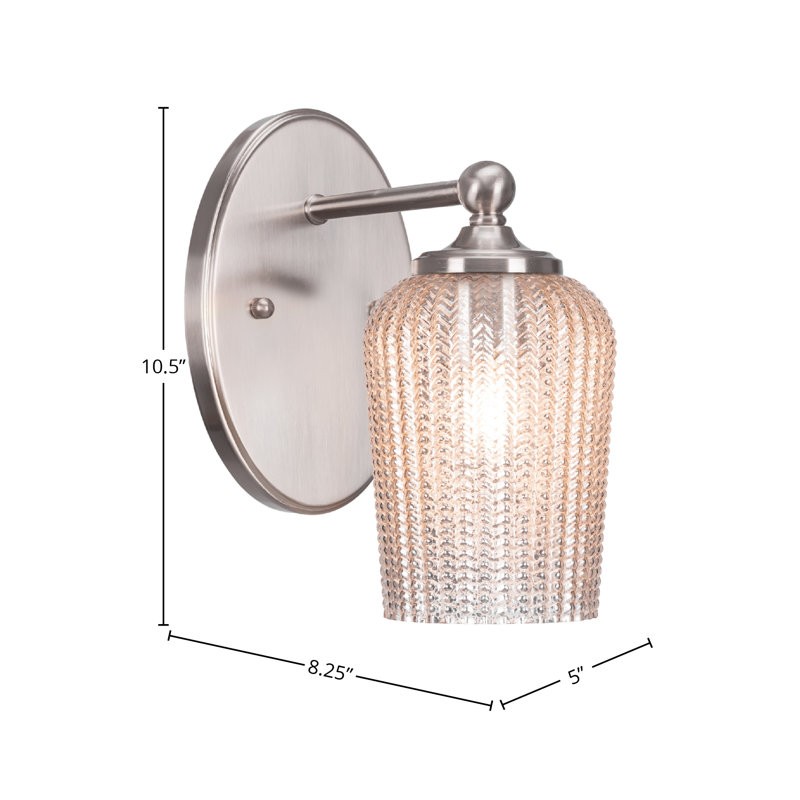 Applique murale Capri avec verre texturé de 5 po, Nickel brossé, Beige