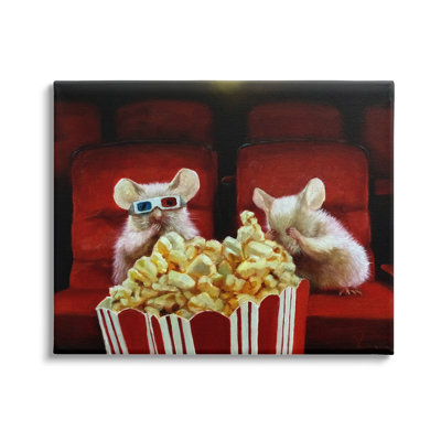 " Mice Movie Theater Popcorn " Painting Print