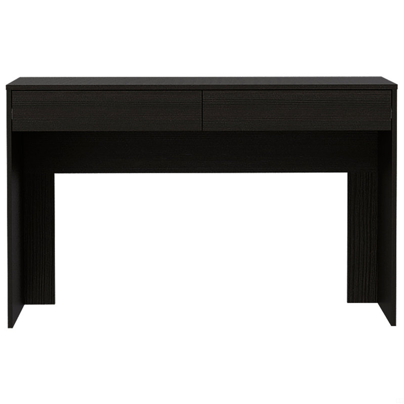 Bureau d'ordinateur avec deux tiroirs d'écriture, Noir