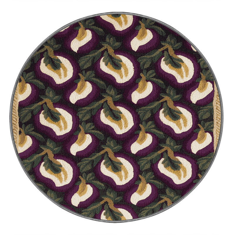 Washable Mangosteen Fruits Area Rug, Round 5'