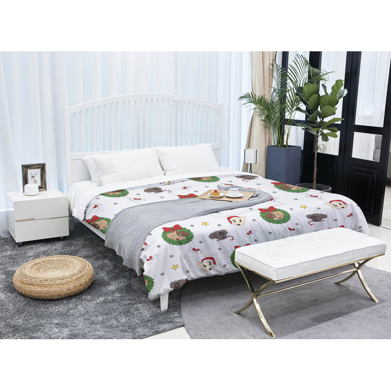 Polyester Baffle Box Stitch Comforter, Twin XL Comforter, Cream/Green/Red