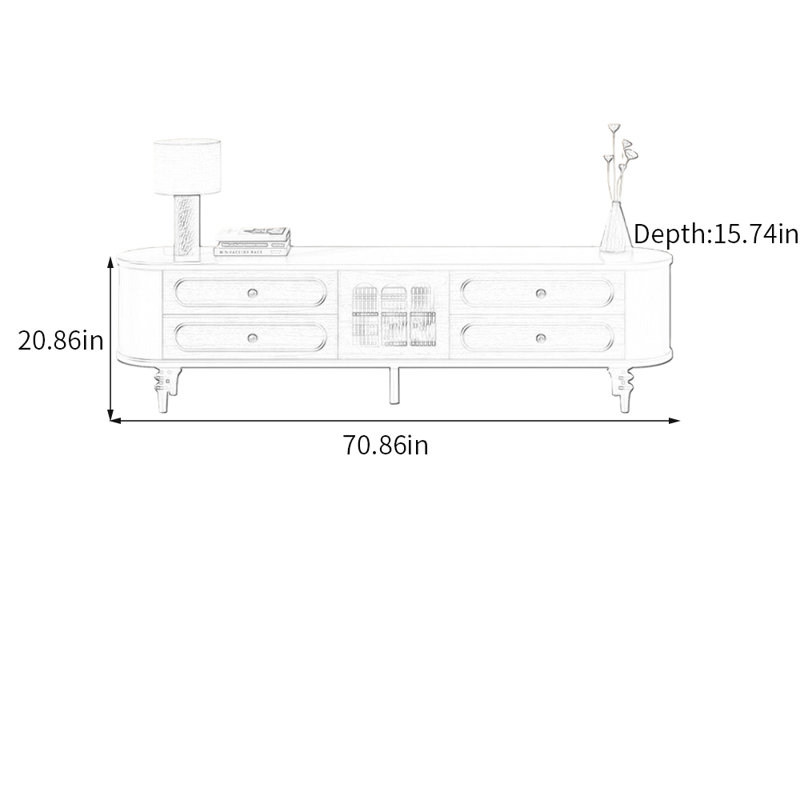 Meuble télé avec rangement Minimalist, Brun, H 20,86 po x L 70,86 po x l 15,74 po