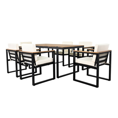 Ensemble de salle à manger 7 pièces avec ensemble de chaises et coussins amovibles pour patio, jardin et jardin