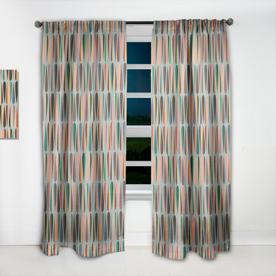 Retro Abstract Drops V - Mid-Century Curtain - Velvet Room darkening - 1 panel