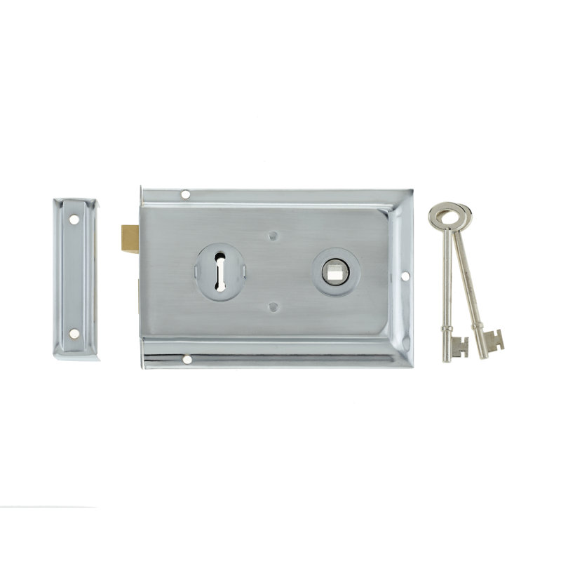 Rim Door Lock, Satin Chrome