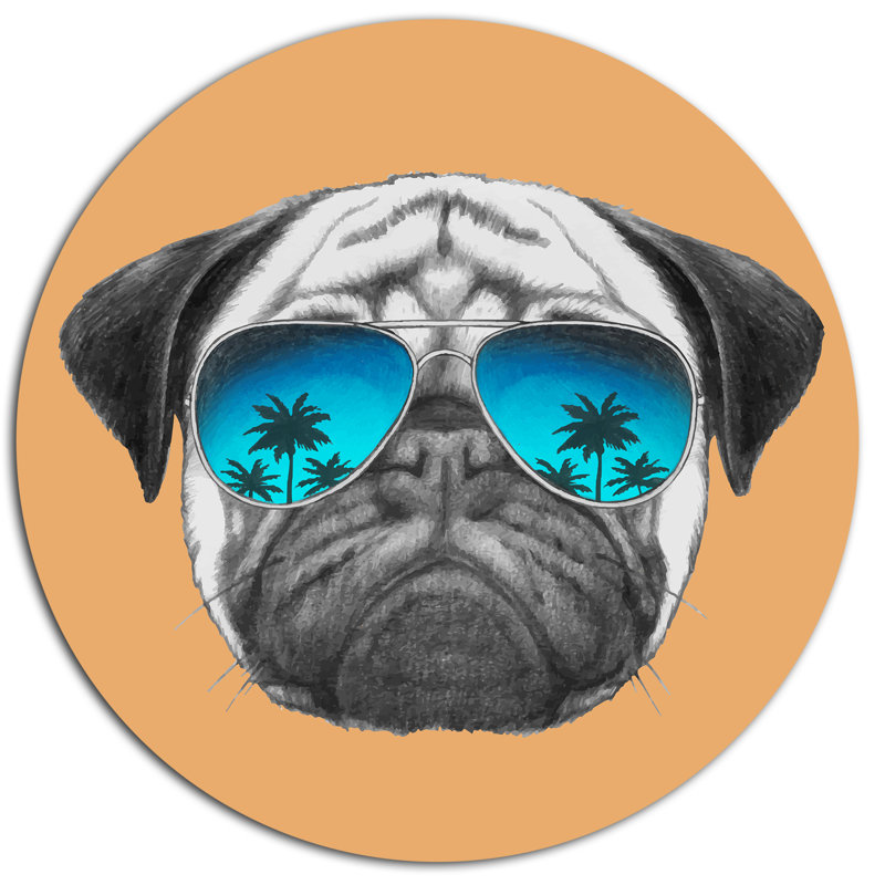 Alfaro rigolo avec lunettes bleues - impression d'art graphique, H 28 po x l 12 po x p 1 po, Métal