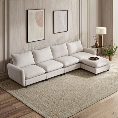Modular L-Shaped Sectional Sofa with Ottoman for Living Room